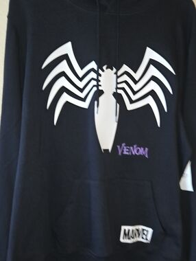 Marvel Venom Black Hoodie with White Spider Emblem